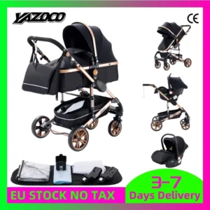 3-in-1 baby stroller, Lightweight stroller, with carrying basket, Luxury 3-in-1 Stroller, mommy bag, rain cover, mosquito net