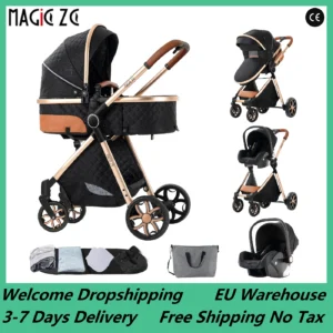 3-in-1 Baby Stroller Baby High Landscape Lightweight Prams Travel System Carriages for Newborns Pushichair Car Seat Stroller