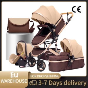 Baby Stroller 3 in 1 Easy Folding Multifunctional Stroller Travel Portable Baby Carriage Safety Seat EU Standard Free Shipping
